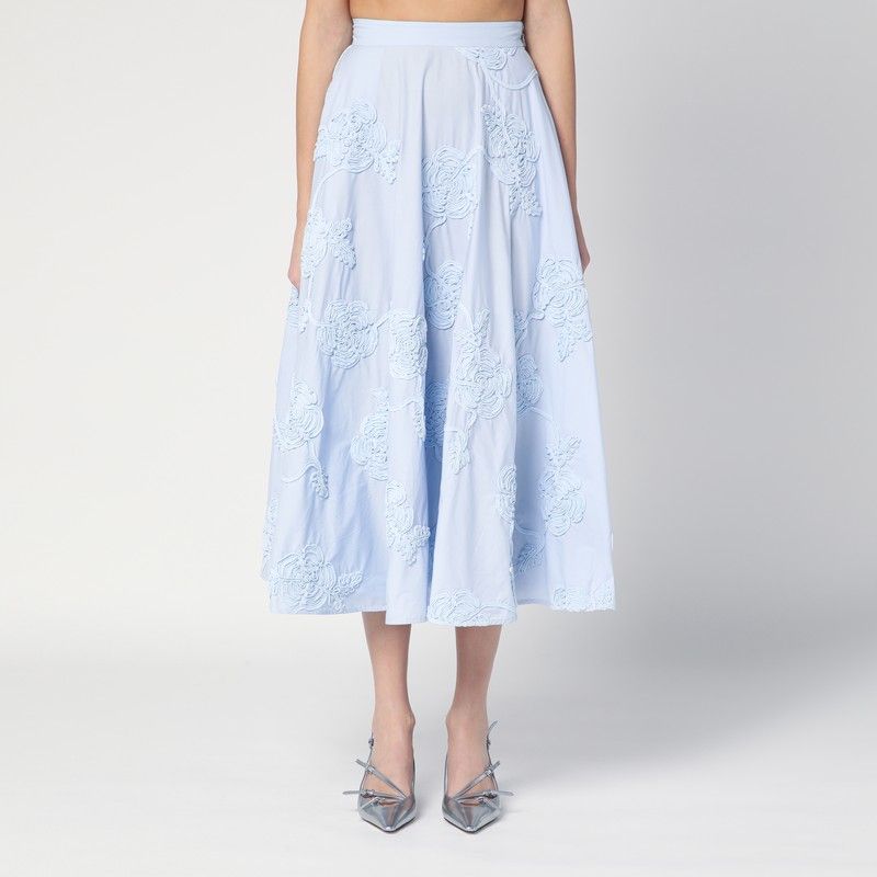 ROTATE BIRGERCHRISTENSEN Embroidered Midi Skirt with Side Pockets