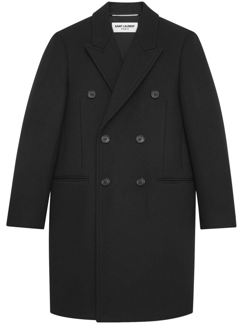 SAINT LAURENT PARIS Double Breasted Wool Coat for Women