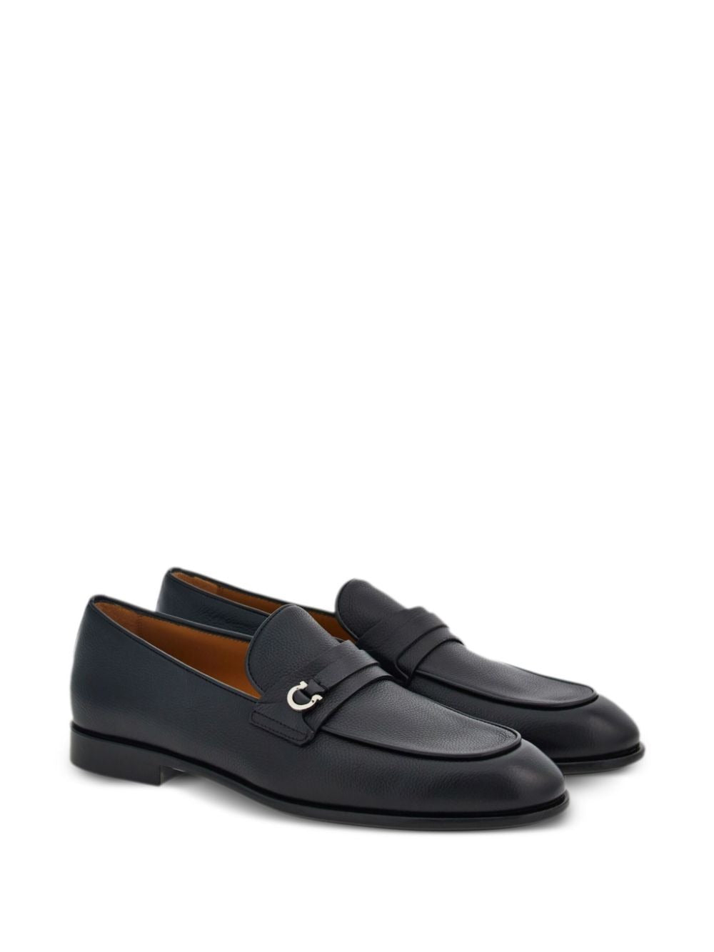 Ferragamo Hammered Leather Gancini Hook Loafers for Women