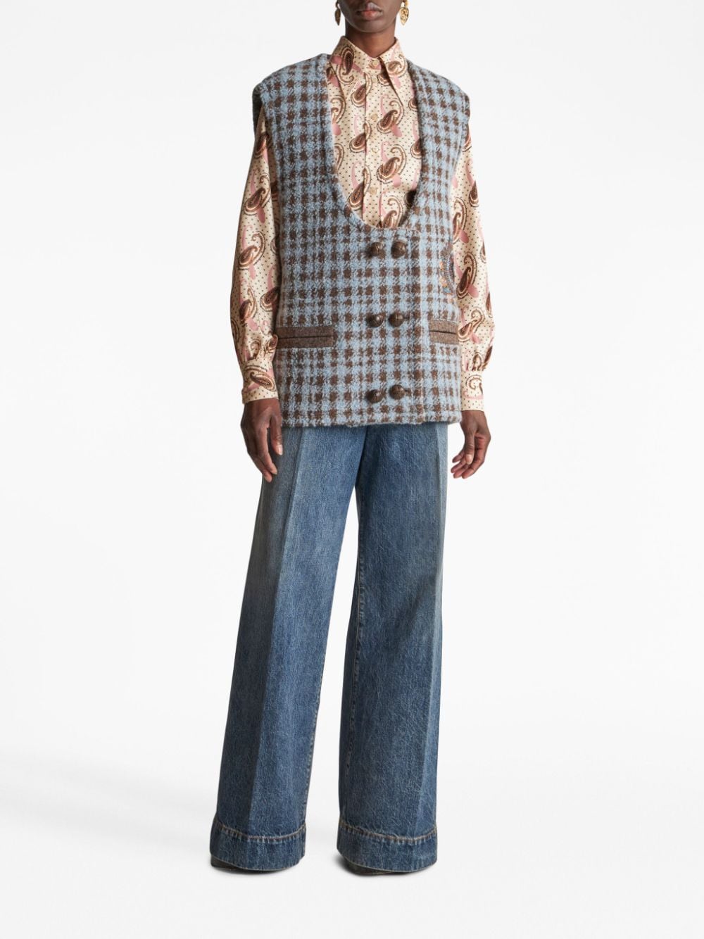 ETRO Oversized Houndstooth Vest - Size 40