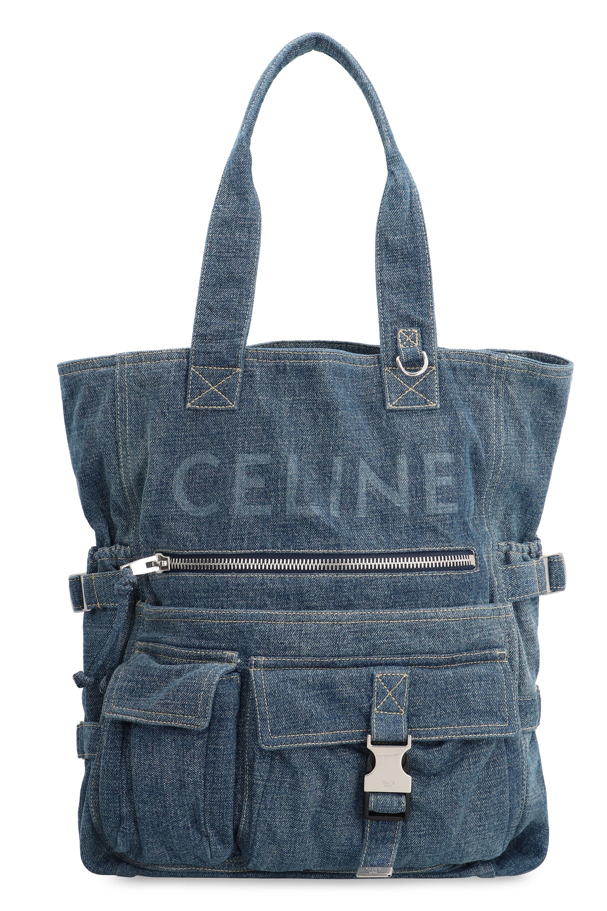 CELINE Dark Union Denim Tote Handbag - 27.5 cm x 39 cm