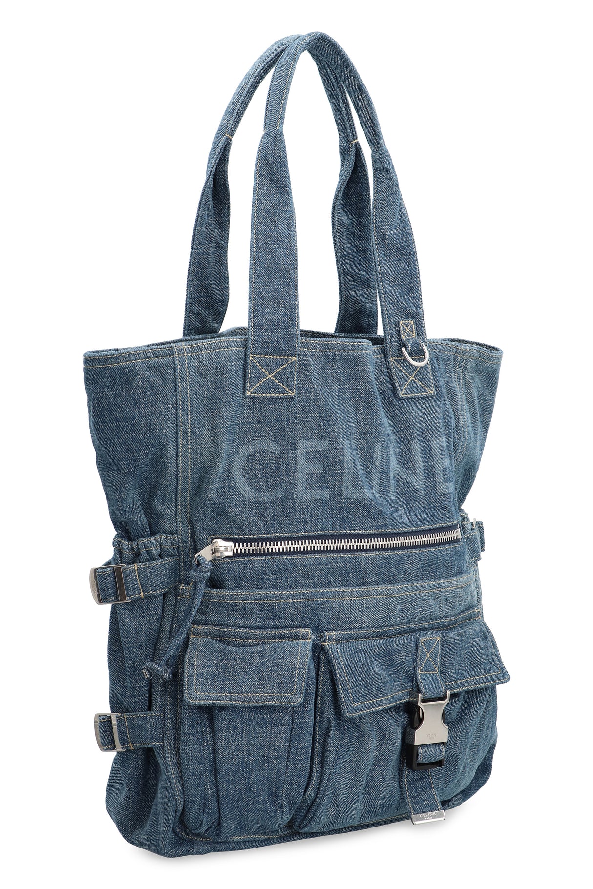 CELINE Dark Union Denim Tote Handbag - 27.5 cm x 39 cm