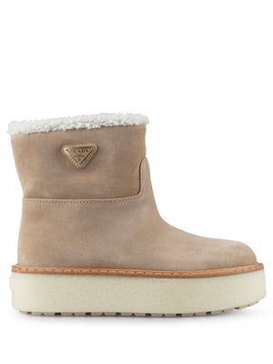 PRADA Suede Ankle Boots with Cozy Shearling Lining for Men