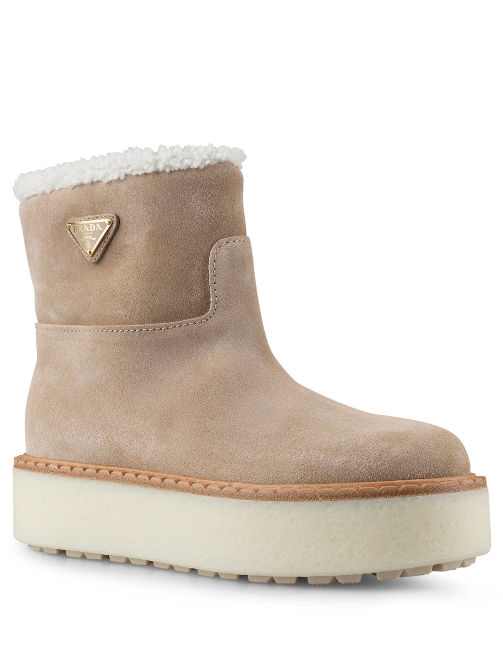 PRADA Suede Ankle Boots with Cozy Shearling Lining for Men