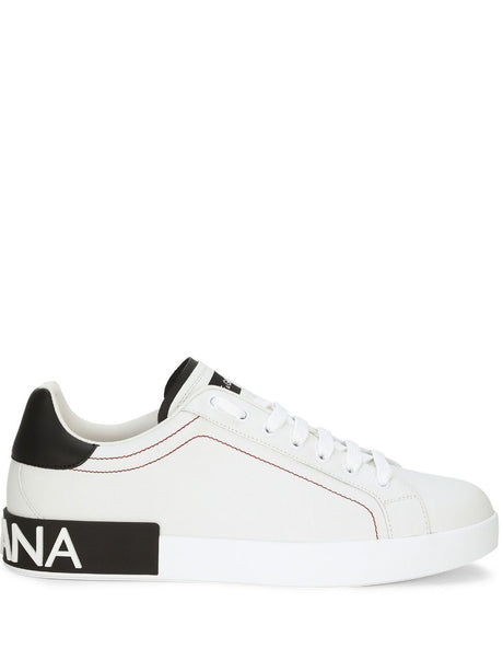 DOLCE & GABBANA Stylish Leather Sneakers with Rubberized Logo