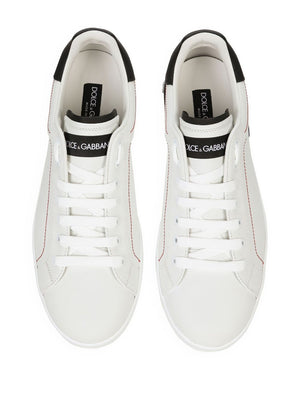 DOLCE & GABBANA Stylish Leather Sneakers with Rubberized Logo