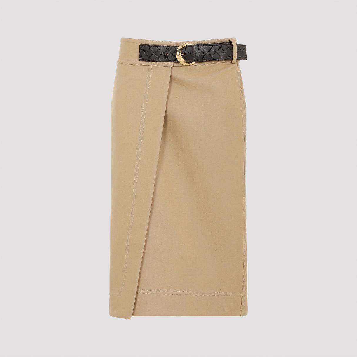 BOTTEGA VENETA Canvas Midi Skirt for Modern Elegance