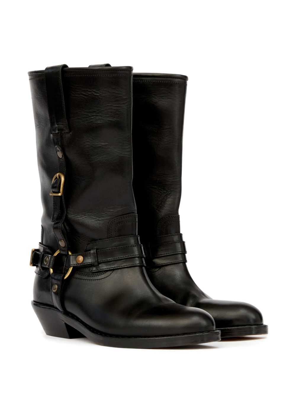 ISABEL MARANT Men's Chic Leather Boots with Straps - 3.5 cm Heel