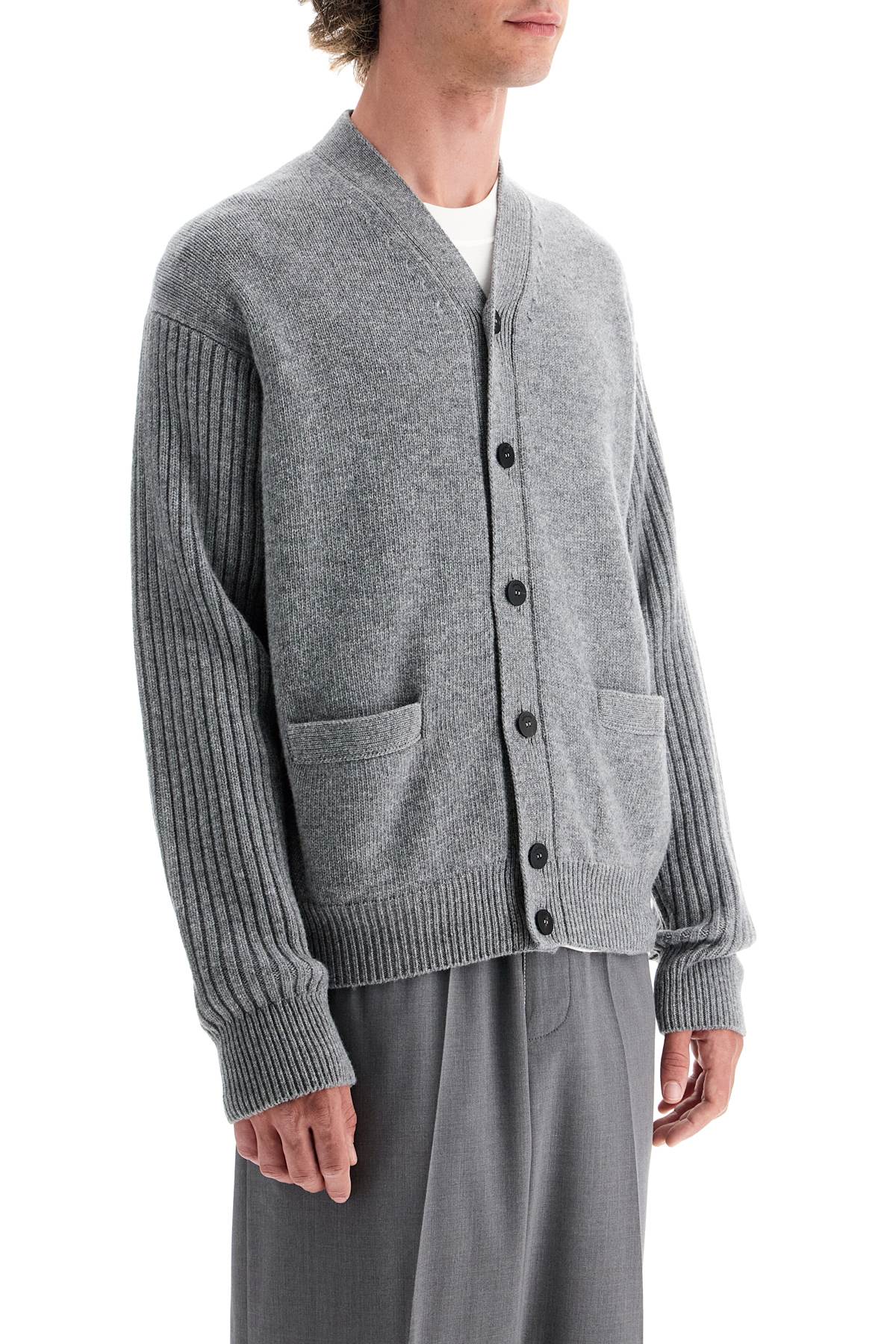 Ferragamo Luxury Wool Cardigan with Elbow Patches