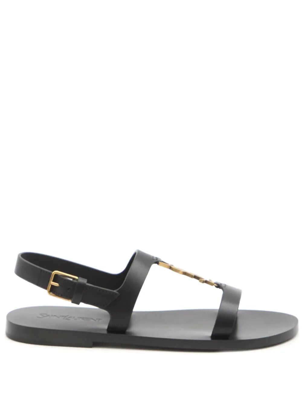 SAINT LAURENT PARIS Smooth Leather T-Strap Men's Sandals