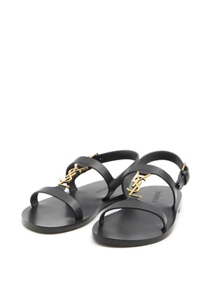 SAINT LAURENT PARIS Smooth Leather T-Strap Men's Sandals