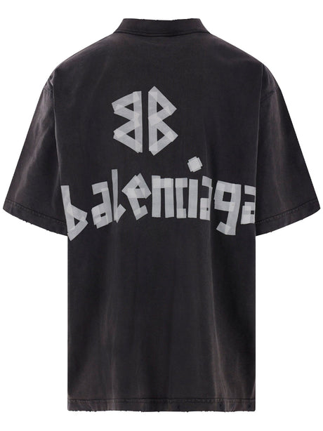 BALENCIAGA Medium Fit Tape Style T-Shirt for Women