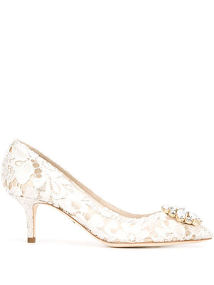 DOLCE & GABBANA Lace Rainbow Pumps with Brooch Detail, 6 cm Heel