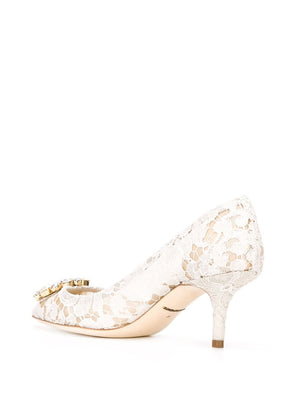 DOLCE & GABBANA Lace Rainbow Pumps with Brooch Detail, 6 cm Heel