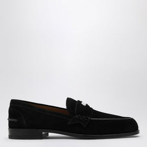 CHRISTIAN LOUBOUTIN Men's Suede Penny Loafer with Serrated Edge