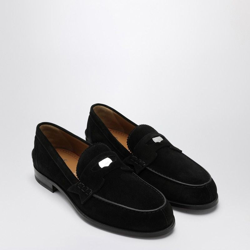 CHRISTIAN LOUBOUTIN Men's Suede Penny Loafer with Serrated Edge