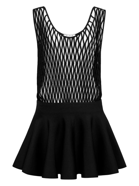 ALAÏA Men's Macramé Knit Mini Skater Dress