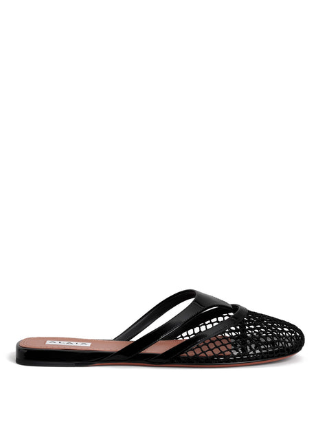 ALAÏA Fishnet and Leather Infradito Flats for Men