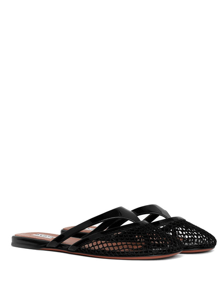 ALAÏA Fishnet and Leather Infradito Flats for Men