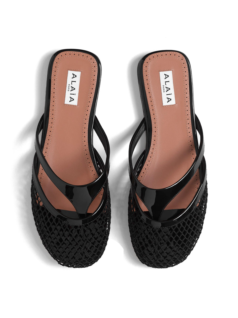 ALAÏA Fishnet and Leather Infradito Flats for Men