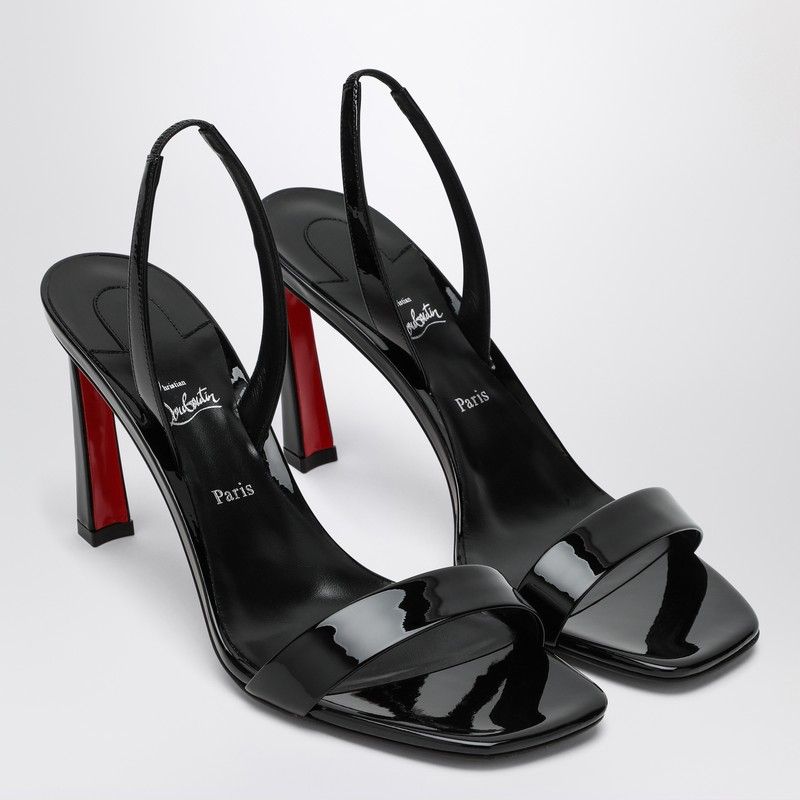 CHRISTIAN LOUBOUTIN Open Square Toe Leather Sandal with Iconic Red Sole