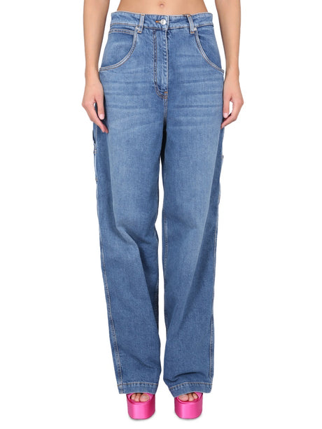 ETRO Women's Cargo Jeans with Front Zipper and Button Closure