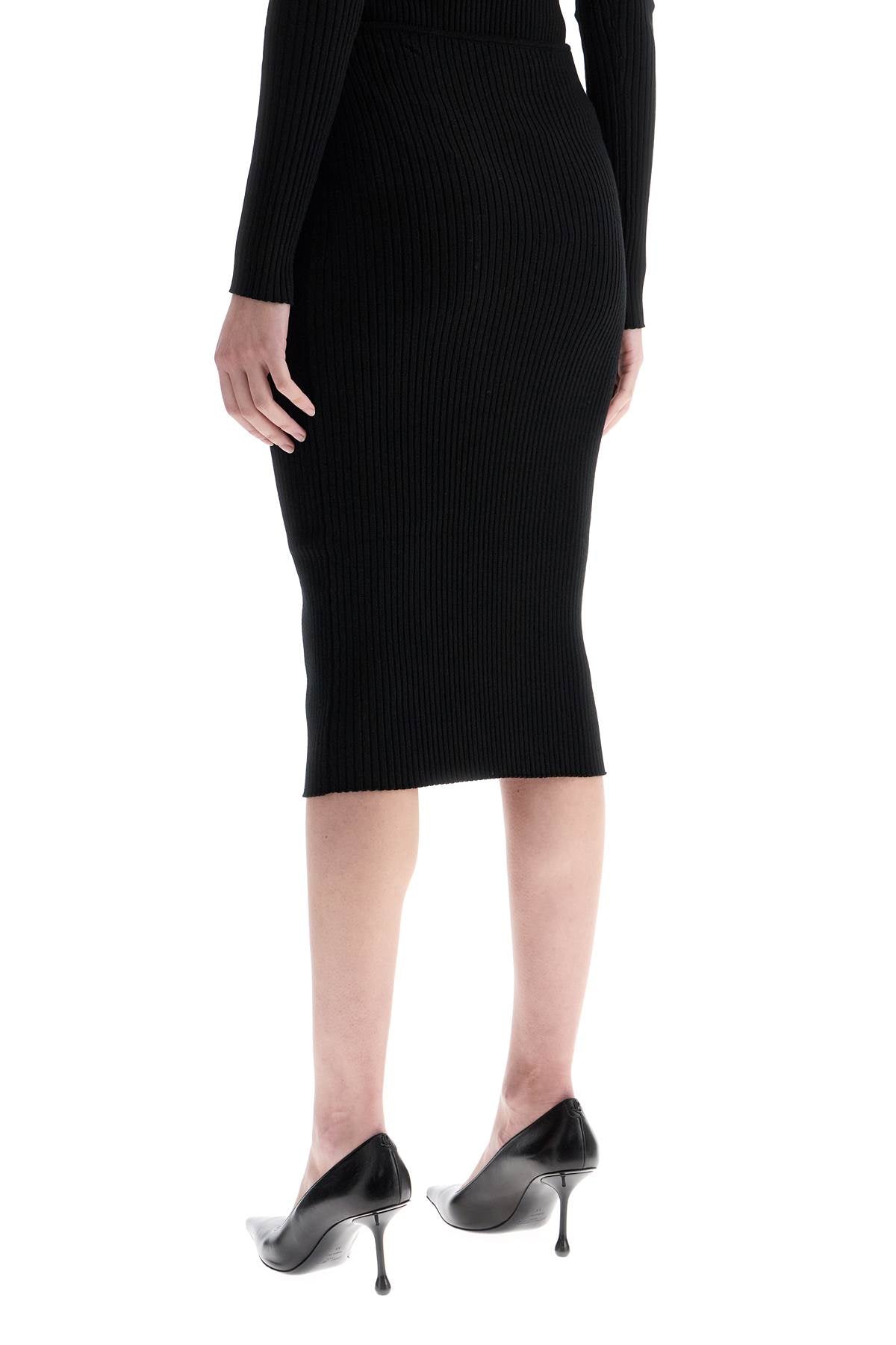 COURREGÈS Elegant Midi Skirt with Vertical Ribs - Slim Fit High Waist