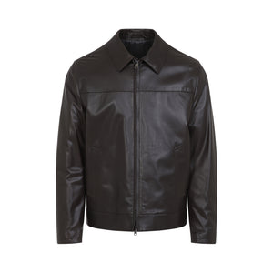 BRIONI Classic Leather Blouson Collar Shirt