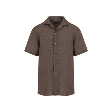 BRIONI Regular Fit Shost Sleeves Linen Shirt