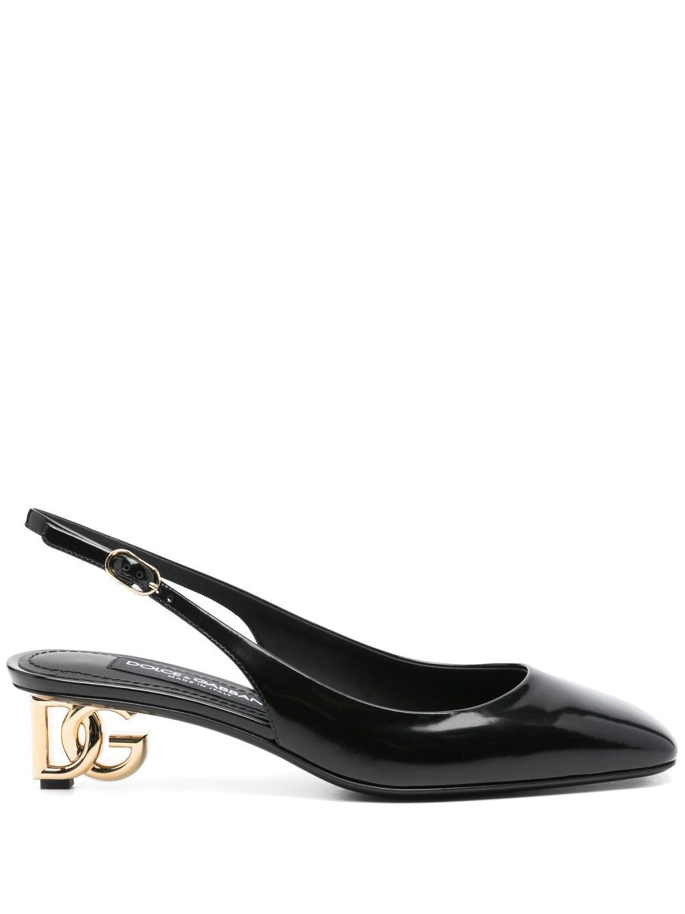 DOLCE & GABBANA Logo-Heel Patent Leather Slingback Pumps - 4 cm Heel