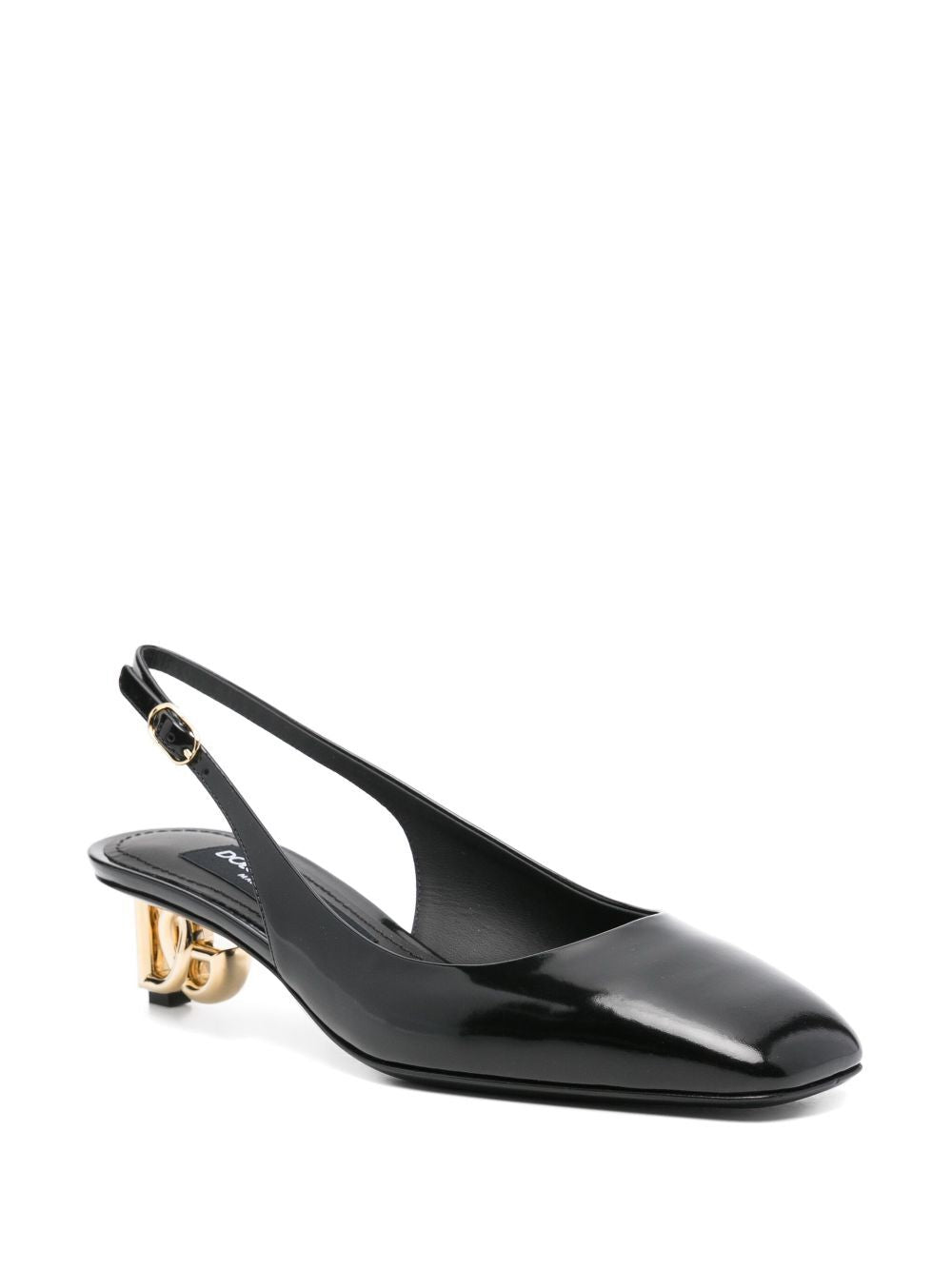 DOLCE & GABBANA Logo-Heel Patent Leather Slingback Pumps - 4 cm Heel