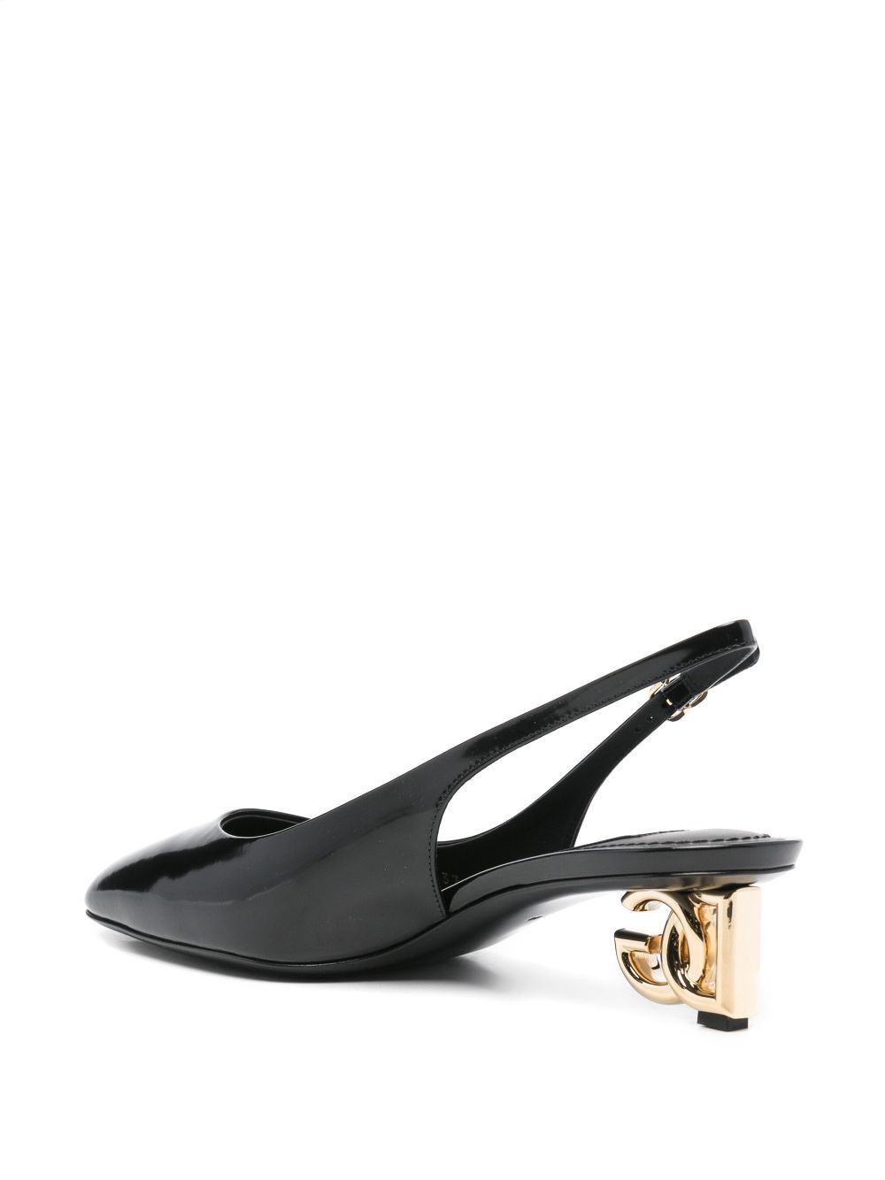 DOLCE & GABBANA Logo-Heel Patent Leather Slingback Pumps - 4 cm Heel