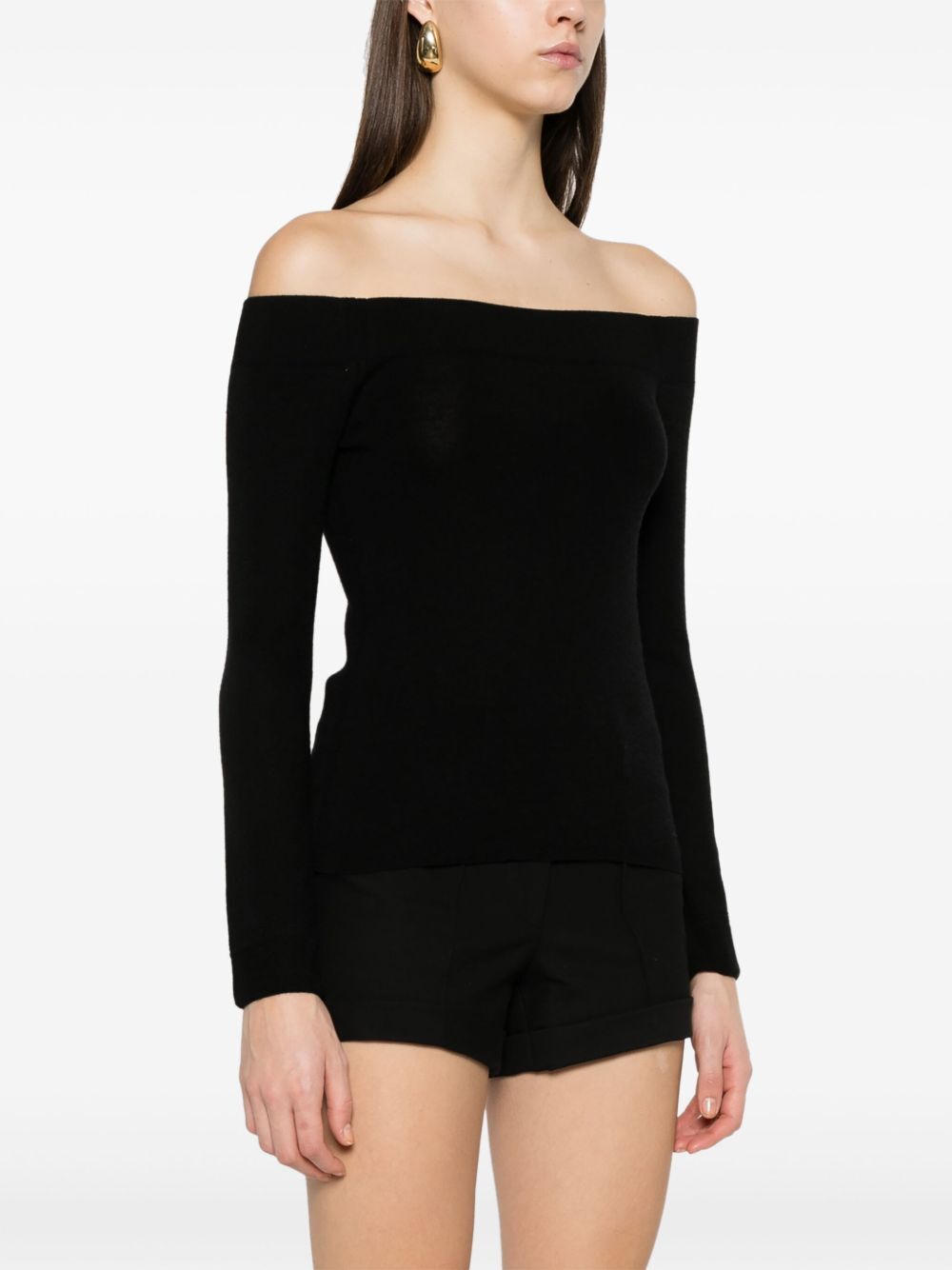 TOM FORD Long Sleeved Off The Shoulder Cashmere Knit Top