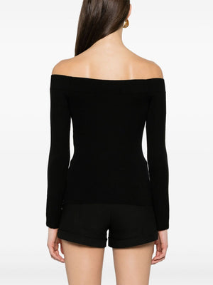 TOM FORD Long Sleeved Off The Shoulder Cashmere Knit Top