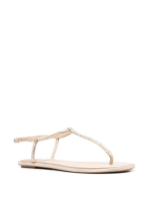 RENE CAOVILLA Men's Mini Leather Sandals with Crystal Details