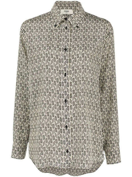 FENDI Silk Logo Print Shirt for Men - SS24 Collection