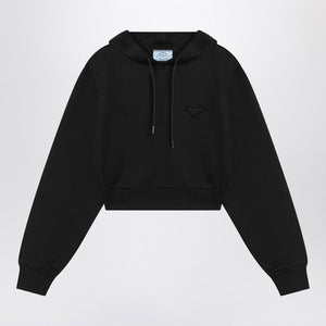 PRADA Cropped Triangular Logo Hoodie