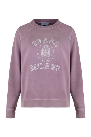 PRADA Printed Cotton Sweatshirt with Distressed Details