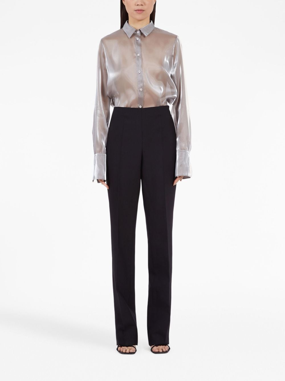 Ferragamo High-Waisted Straight-Leg Wool Trousers