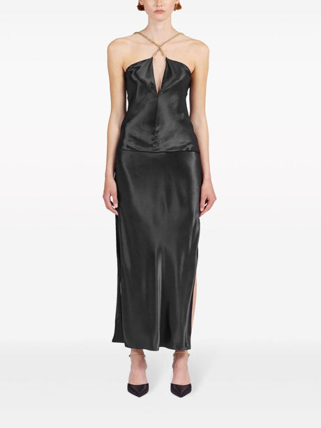 Ferragamo Satin Sleeveless Top with Cut-Out Detailing