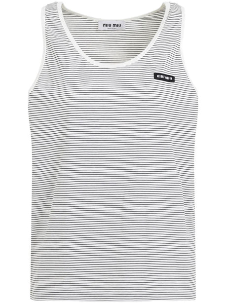 MIUMIU Striped Cotton Tank Top for Men - SS25 Collection