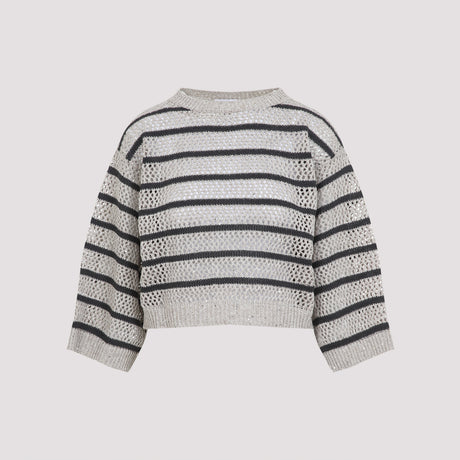 BRUNELLO CUCINELLI Striped Linen Blend Pullover