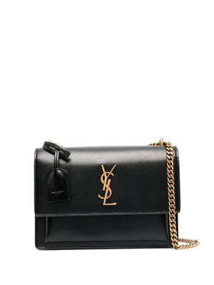 SAINT LAURENT PARIS Mini Calfskin Leather Crossbody Satchel Bag - W 22 x H 16 x D 6.5 cm