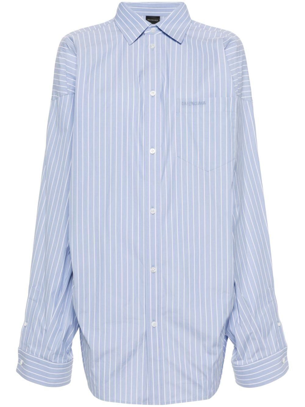 BALENCIAGA Men's Asymmetrical Striped Cotton Shirt