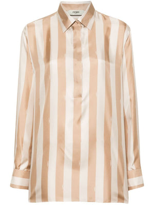 FENDI Stripe Silk Shirt in Regular Fit for Men