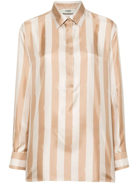 FENDI Stripe Silk Shirt in Regular Fit for Men