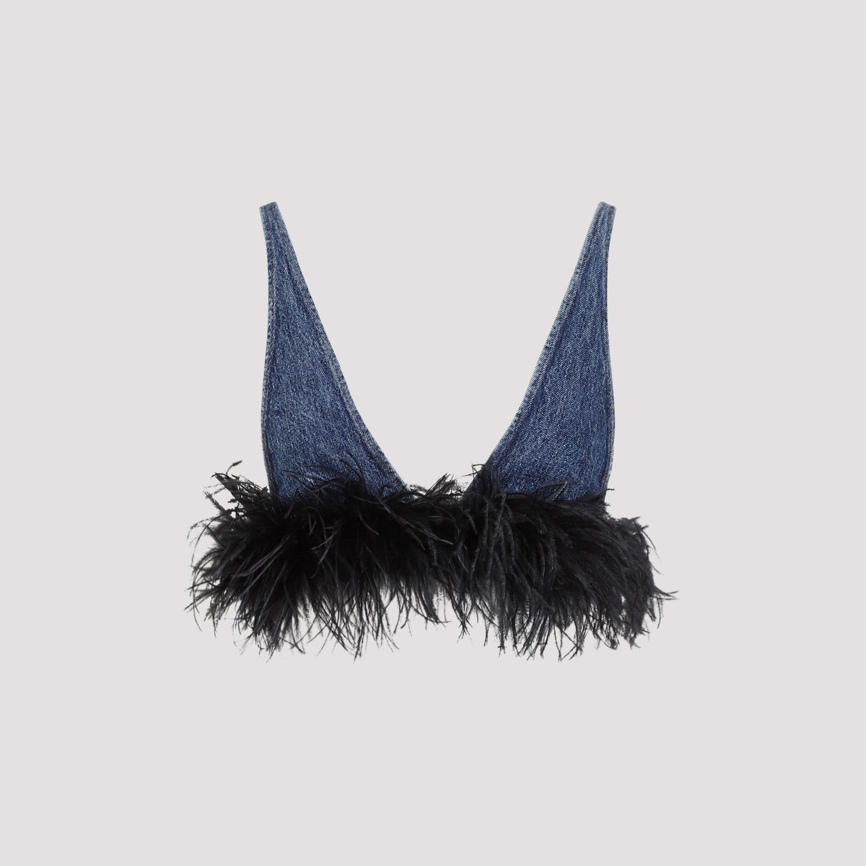 MIU MIU Cotton Top with Feather Accents