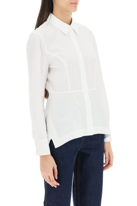 TORY BURCH Asymmetrical Cotton Poplin Shirt with Detachable Collar - Size 4