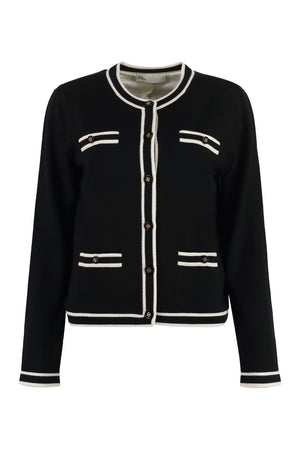 TORY BURCH Merino Wool Cardigan with Faux Pockets for Women