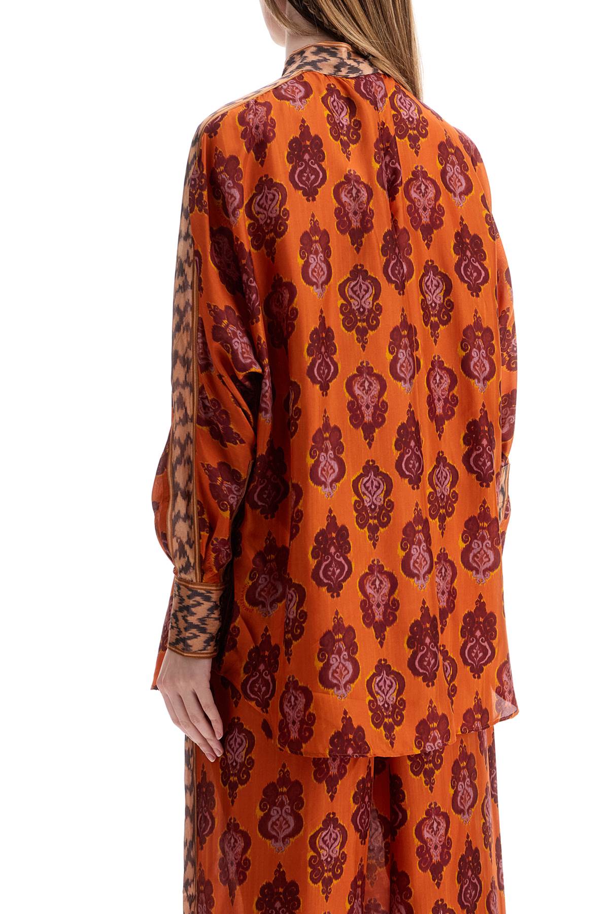 ZIMMERMANN Elegant Silk Ikat Long Sleeve Loose Fit Shirt